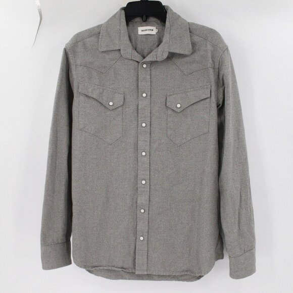 Taylor stitch shirt Mens 40 long sleeve western pearl snap gray organic cotton